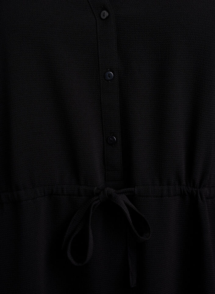 Knee-length dress with tie belt, Black, Packshot image number 2