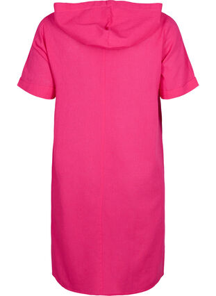 Cotton blend hooded dress with linen, Beetroot Purple, Packshot image number 1