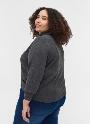 High neck knitted blouse made from a viscose mix, Dark Grey Melange, Model image number 1