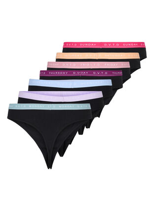 Cotton days-of-the-week g-strings in a 7-pack, Multi Pastel Pack, Packshot image number 1