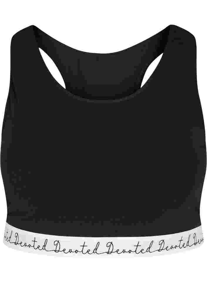 Cotton bra with round neckline, Black, Packshot image number 0