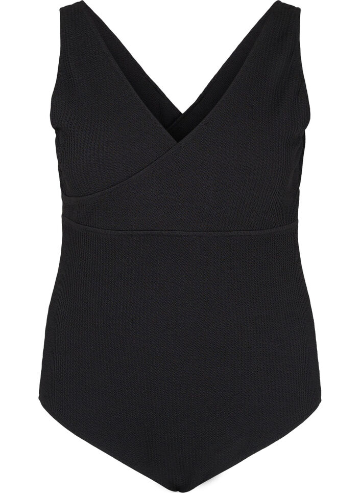 Swimsuit with wrap effect, Black, Packshot image number 0
