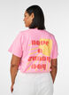 Organic cotton T-shirt with text motif, Pink, Model image number 2