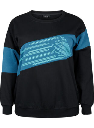 Sweatshirt with sporty print, Black Comb, Packshot image number 0