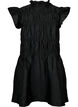 Dress with ruffles and elastic cutlines, Black, Packshot image number 0