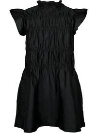 Dress with ruffles and elastic cutlines