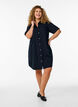 Denim shirt dress with short sleeves, Black, Model image number 1