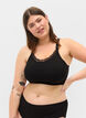 Seamless bra with lace trim, Black, Model image number 0