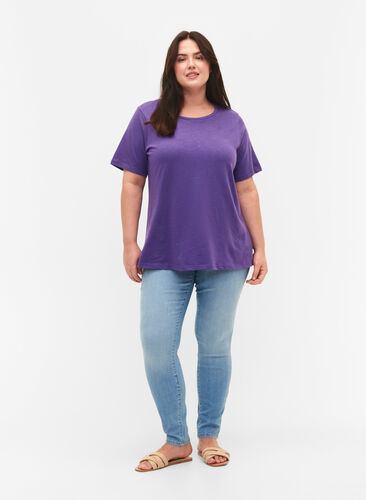 Basics cotton t-shirt 2-pack, Deep Lavender/Black, Model image number 2