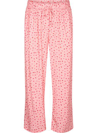 Loose viscose pyjama bottoms with print, Pink Icing W. hearts, Packshot