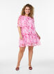 Short chiffon-look dress with floral print and ruffle layers, Pink, Model image number 1