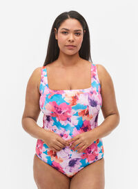 Swimsuit with print, Pink Flower, Model