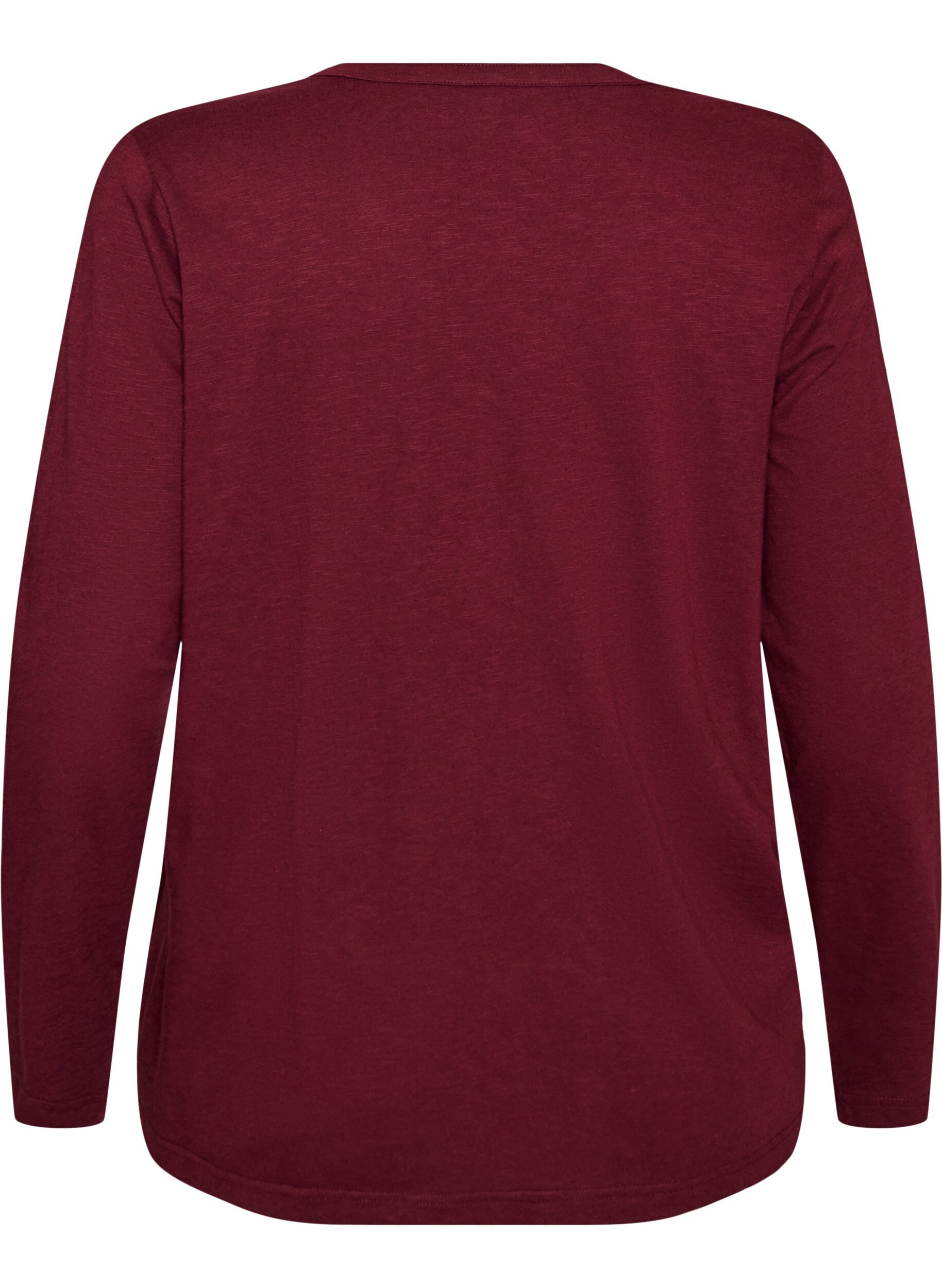 ZizzifashionLong-sleeved t-shirt with V-neck and buttons, Red, Packshot image number 1
