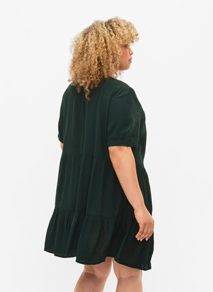 Single colored viscose tunic with short sleeves, Scarab, Model image number 1