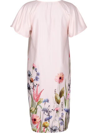 Midi dress with floral print and short sleeves, White Sand, Packshot image number 1