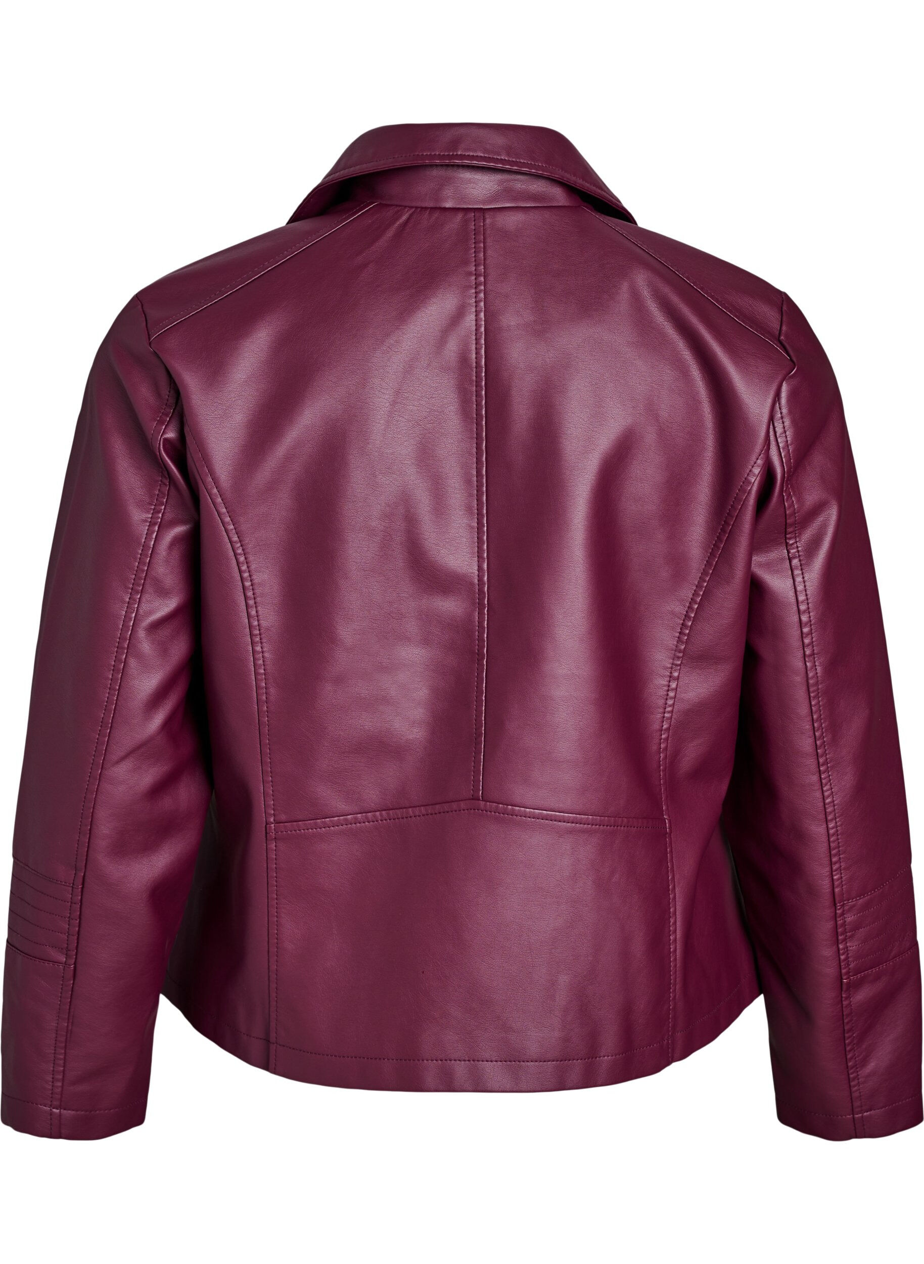 Zizzifashion Faux leather biker jacket, Dark Bordeaux, Packshot image number 1