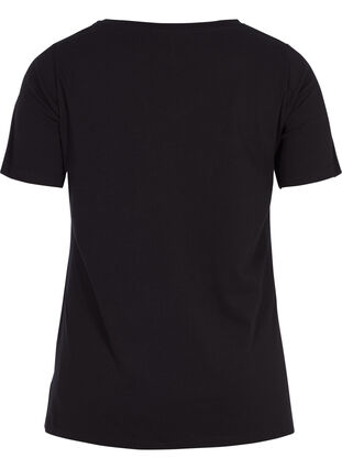 Basic plain cotton t-shirt, Black, Packshot image number 1