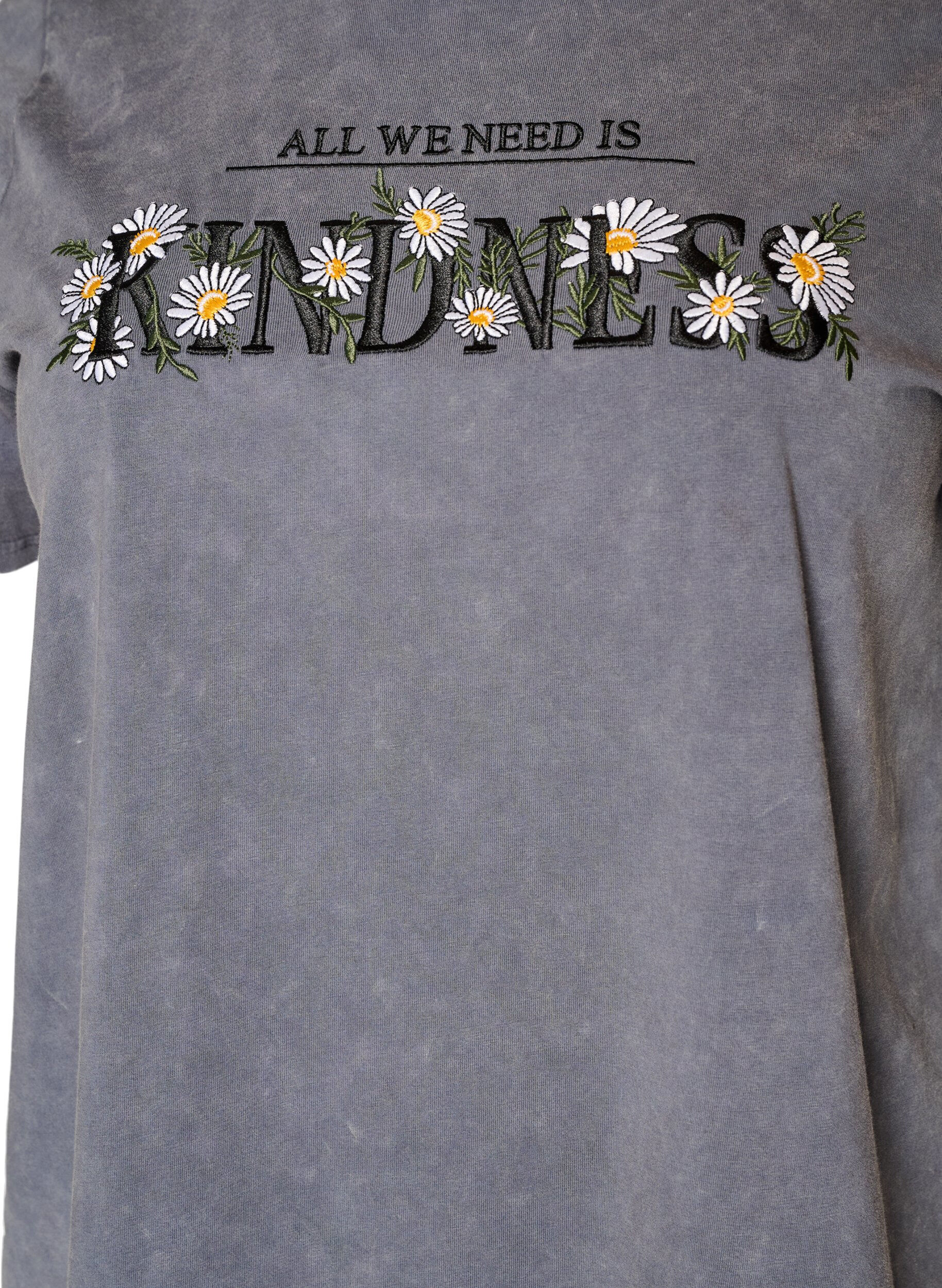 ZizzifashionCotton T-shirt with a washed look and embroidered motif, Grey, Packshot image number 2