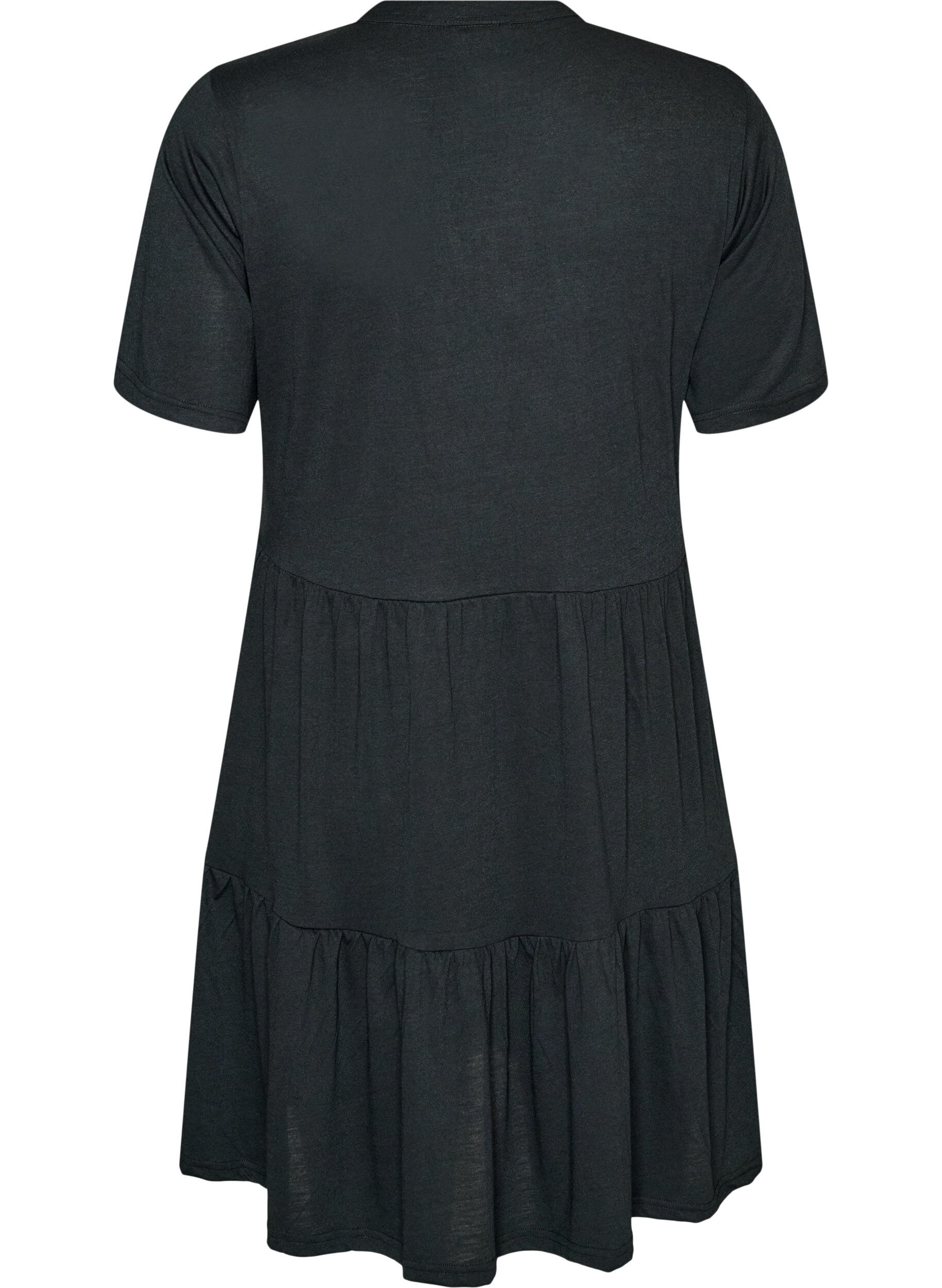 ZizzifashionJersey dress with lace details and a layered skirt, Black, Packshot image number 1