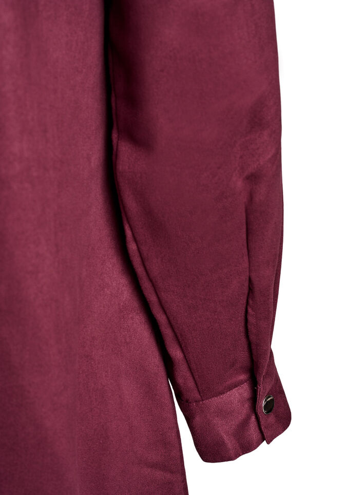 Long shirt in faux suede with zipper, Red, Packshot image number 3