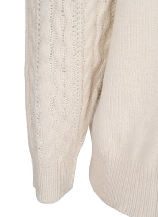 Cable knit jumper with round neckline, Birch, Packshot image number 3