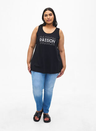 Cotton top with a-shape, Black W. Passion, Model image number 2