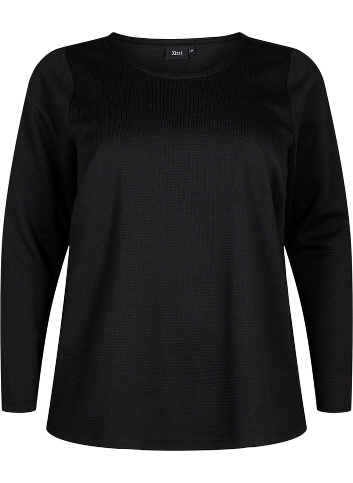 Textured A-line blouse, Black, Packshot image number 0