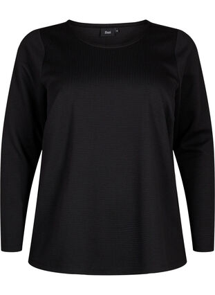 Textured A-line blouse, Black, Packshot image number 0