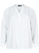 Long-sleeved shirt blouse with V-neck, Bright White, Packshot image number 0