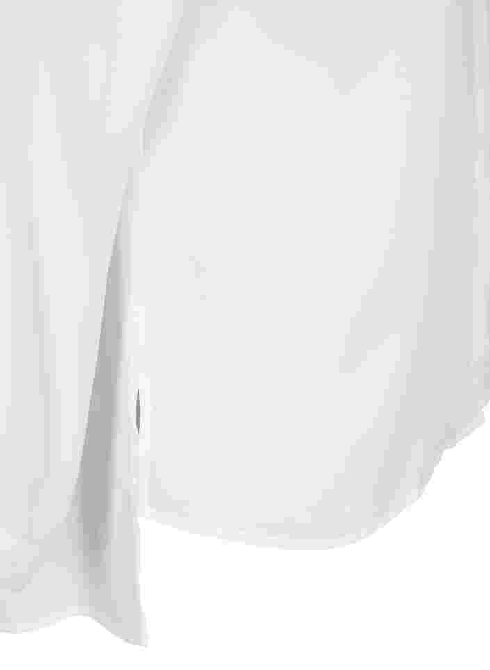 Solid colour shirt with v-neck, Bright White, Packshot image number 3