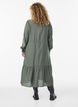 Viscose dress with embroidery and tiered ruffles, Green, Model image number 1