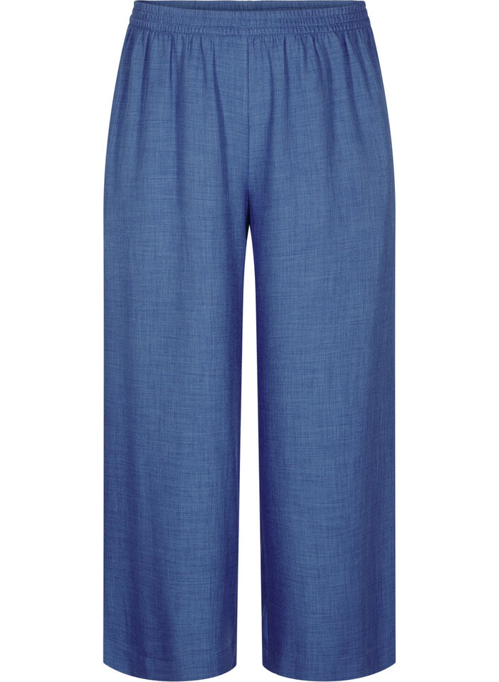 Loose trousers with elasticated waistband and pockets, Blue, Packshot image number 0