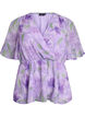 Floral chiffon blouse with short sleeves, Purple, Packshot image number 0