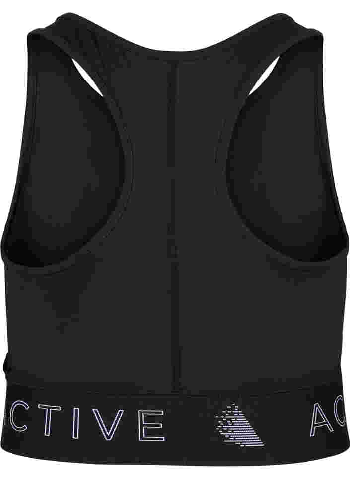 Sports bra with text print, Black, Packshot image number 1