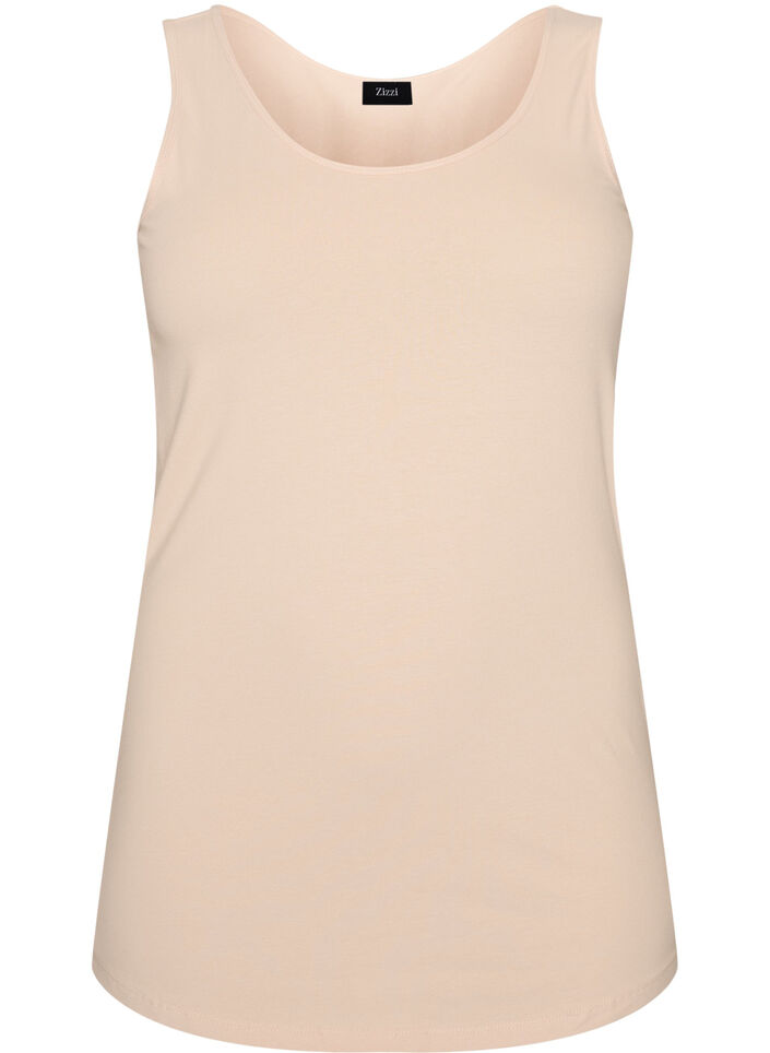 Solid color basic top in cotton, Beige, Packshot image number 0