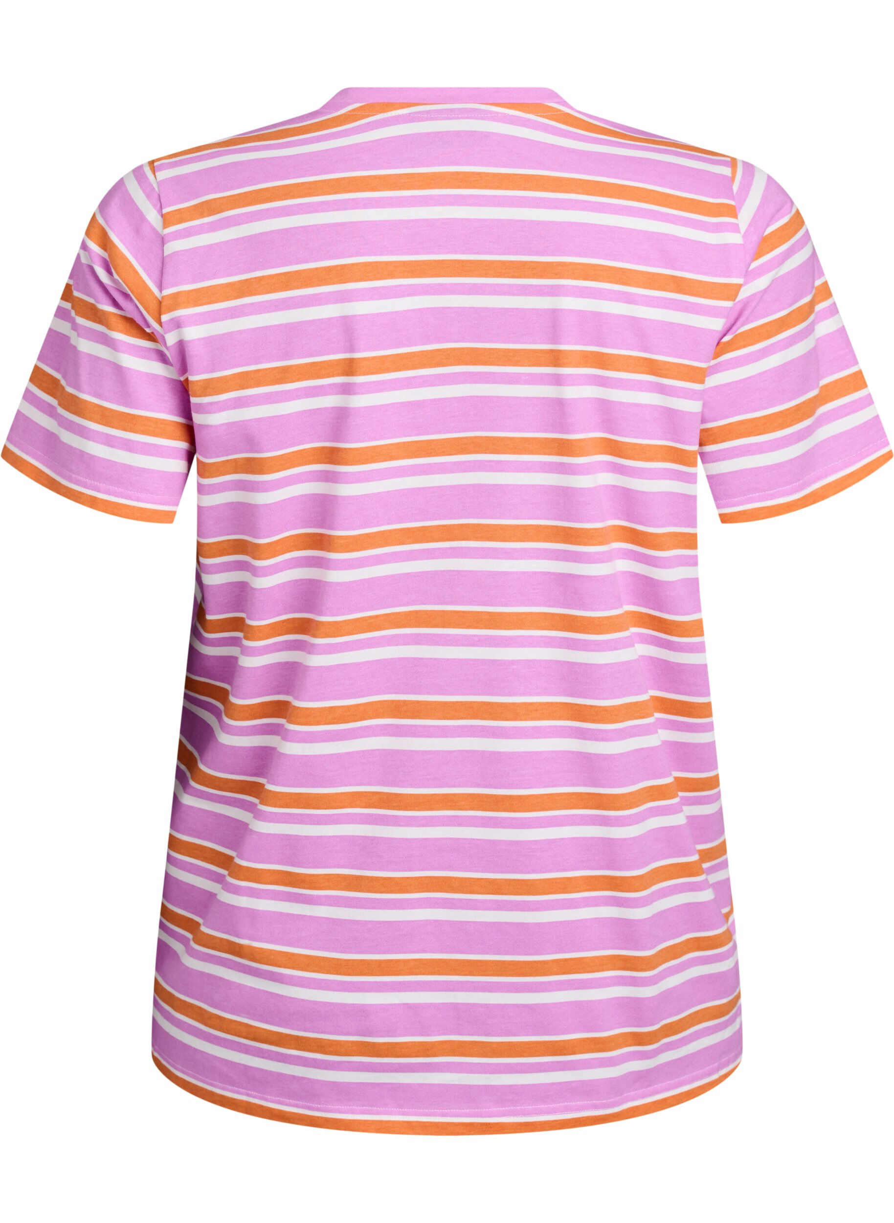 Zizzifashion Cotton T-shirt with stripes, Pink, Packshot image number 1
