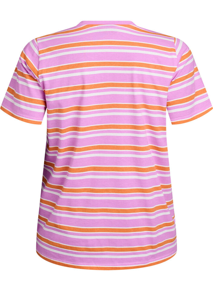 Cotton T-shirt with stripes, Pink, Packshot image number 1