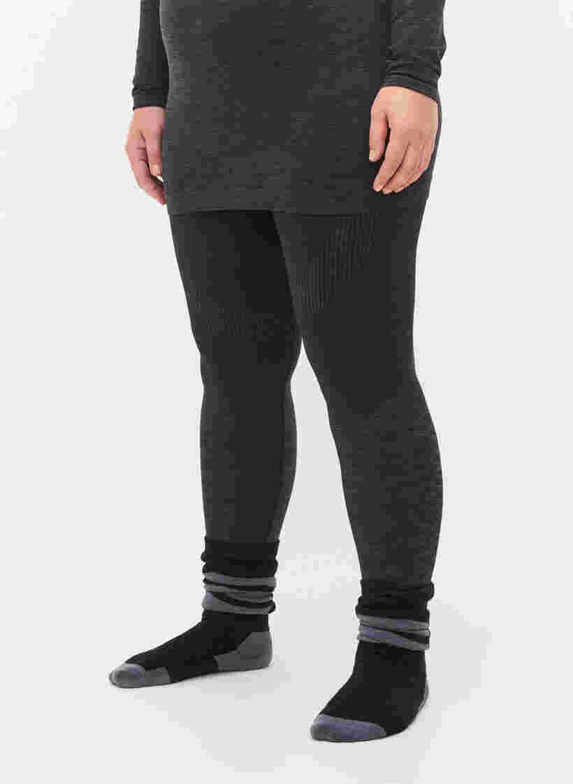 Melange seamless ski base layer tights, Dark Grey Melange, Model image number 2