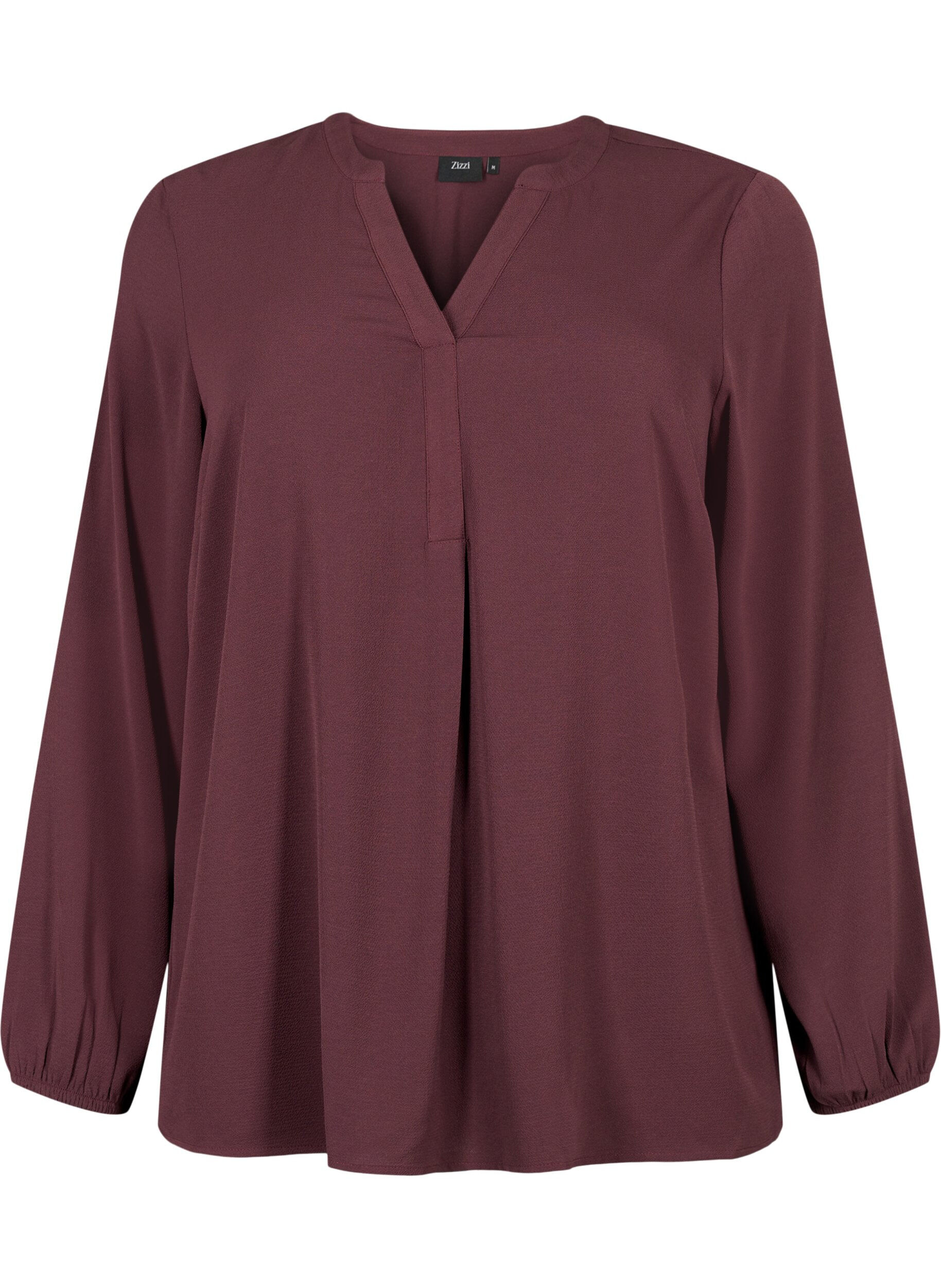 Zizzifashion Plain colour top with v-neck, Fudge, Packshot image number 0