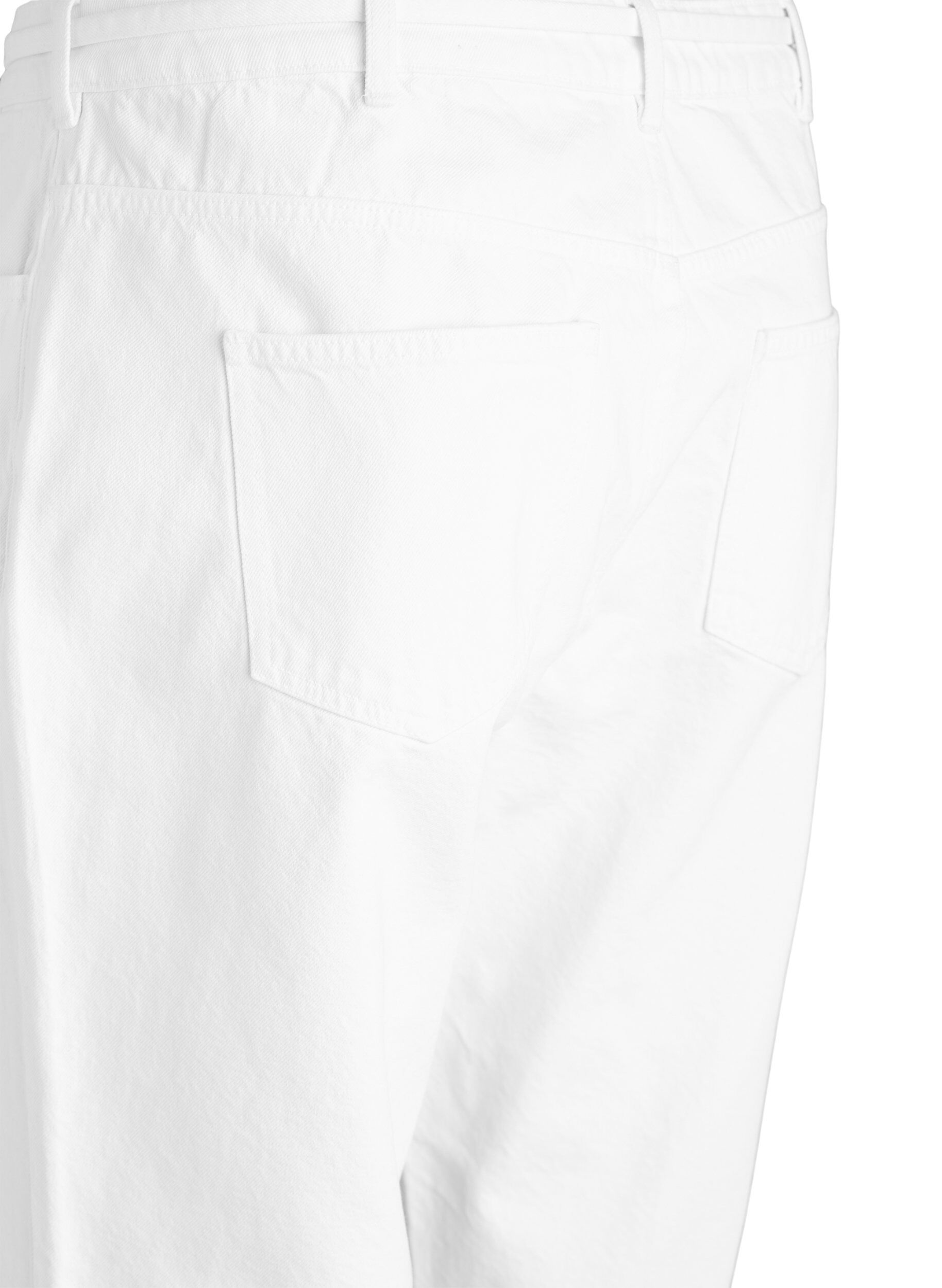 Zizzifashion Straight fit jeans with a tie belt, White, Packshot image number 3