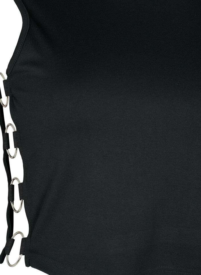 Short top with open side detail, Black, Packshot image number 3