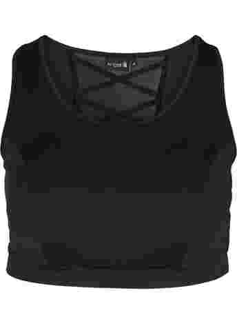 Sports bra with mesh and cross back