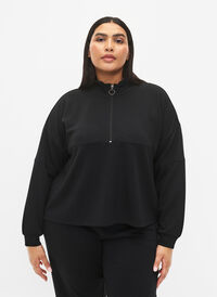 Sweatshirt in modal mix with high neck, Black, Model
