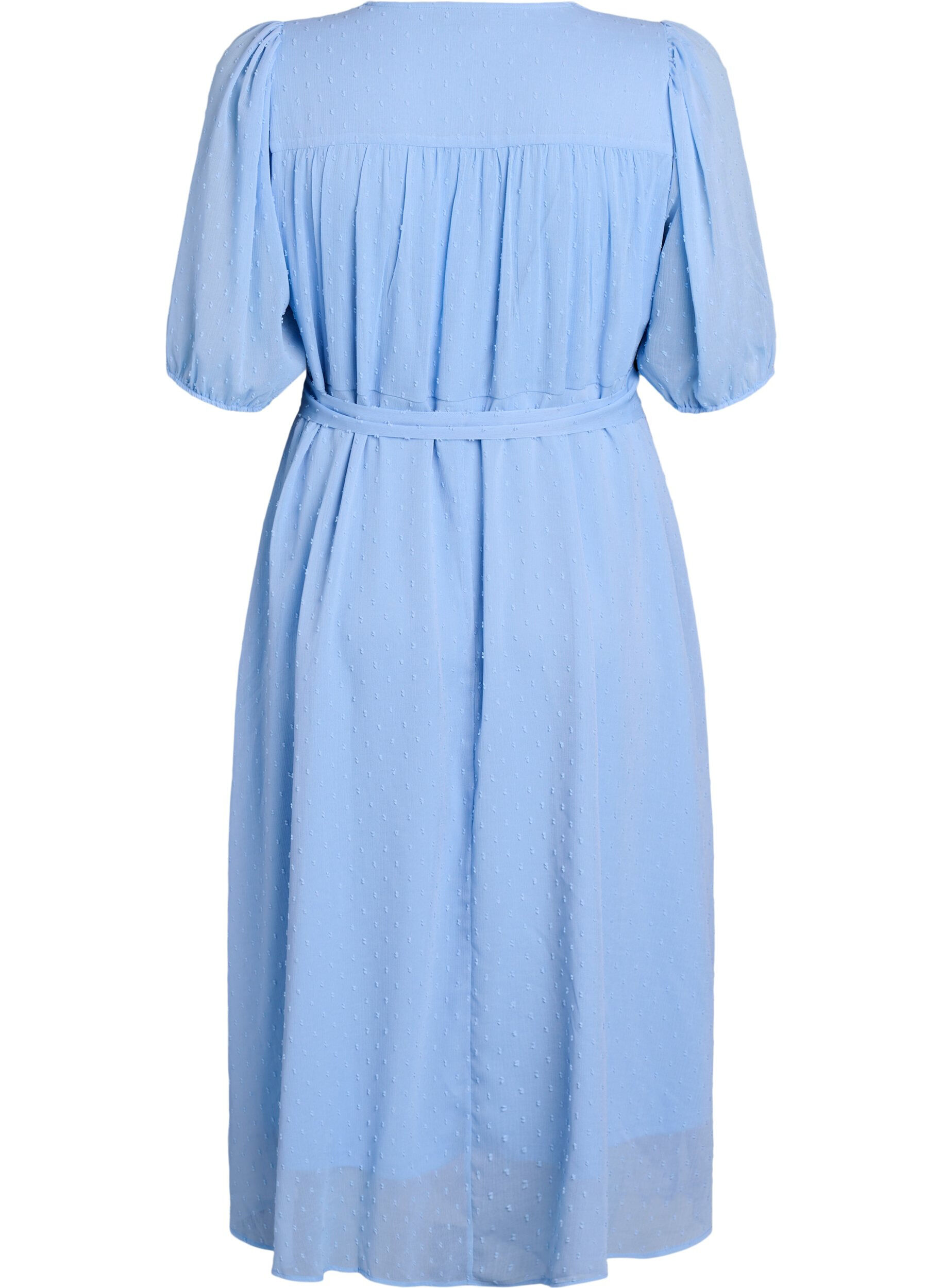 ZizzifashionV-neck midi dress with tie fastening, Light Blue, Packshot image number 1