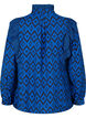 Shirt blouse in viscose with frilled details, True blue w. Black, Packshot image number 1