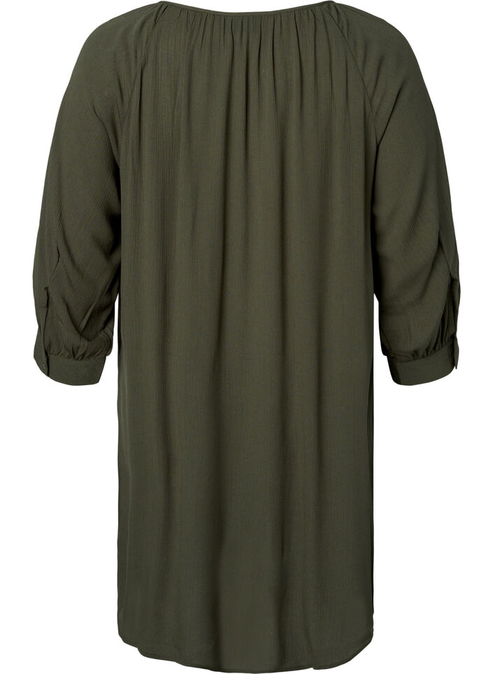 Viscose tunic with 3/4 sleeves, Green, Packshot image number 1