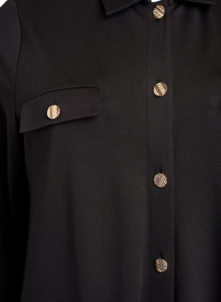 Shirt dress with decorative buttons, Black, Packshot image number 2