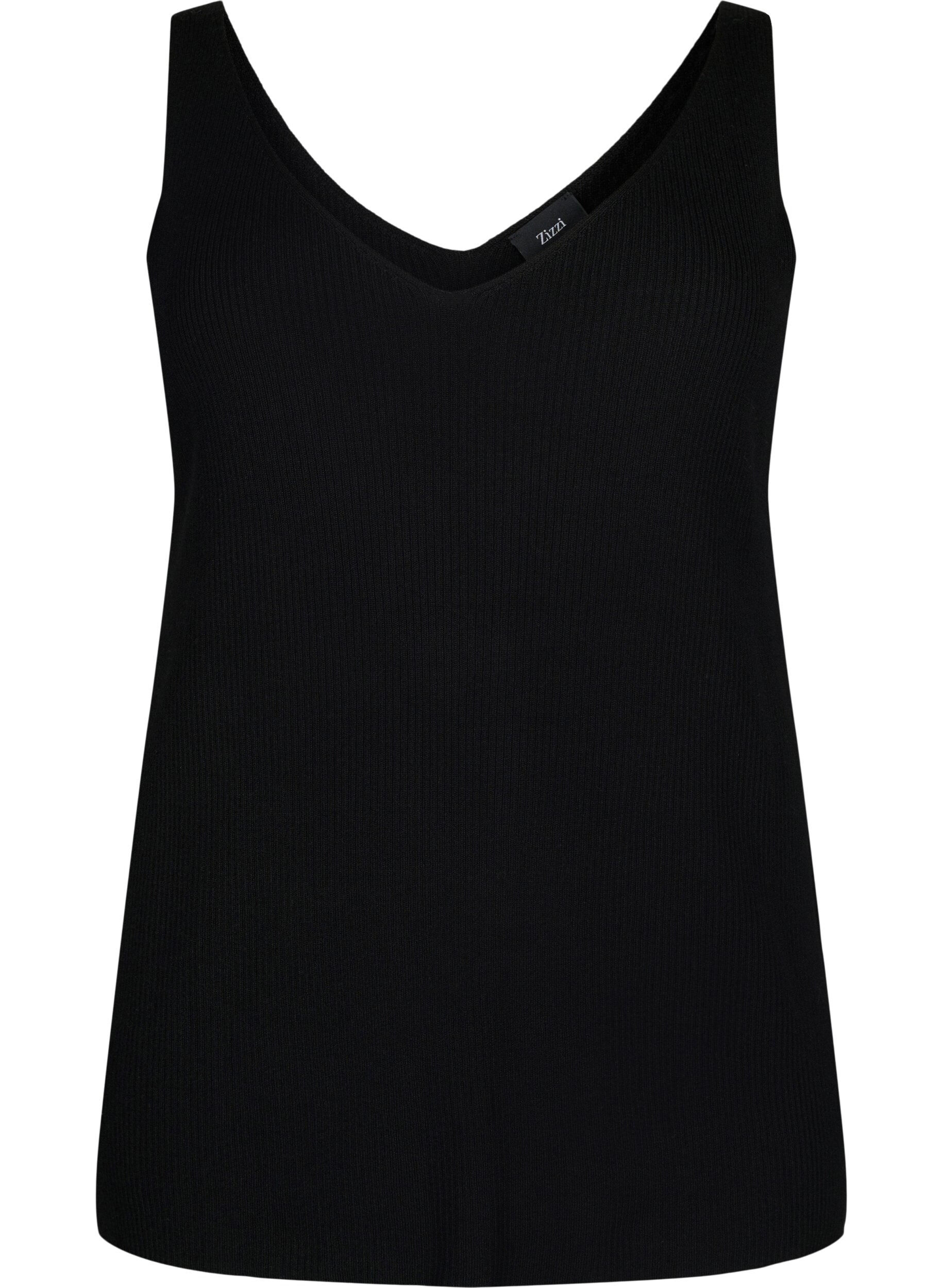 Zizzifashion Knitted top with v-neckline, Black, Packshot image number 0
