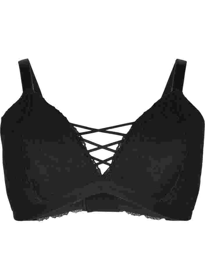 Padded lace bra, Black, Packshot image number 0