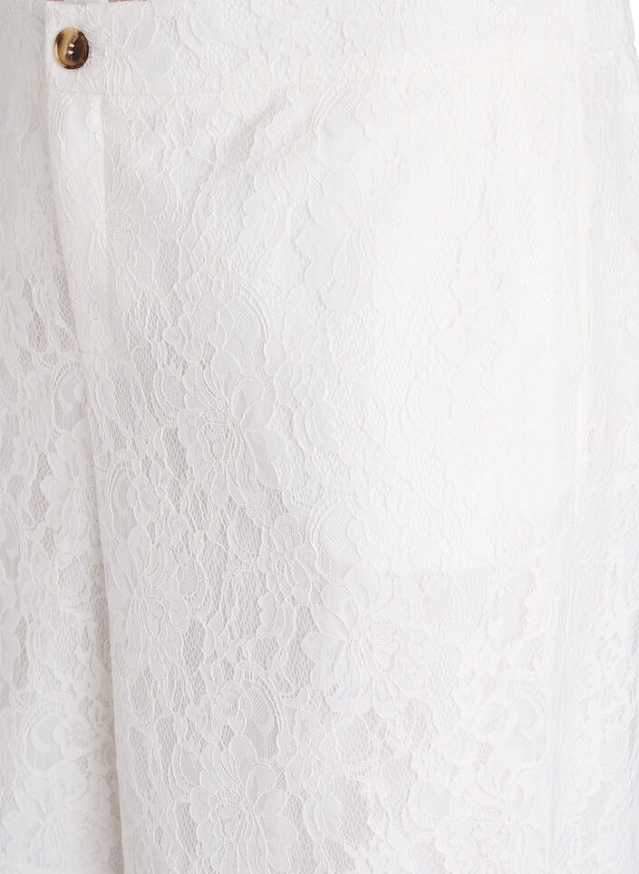 High-waisted lace Bermuda shorts, Vanilla, Packshot image number 2